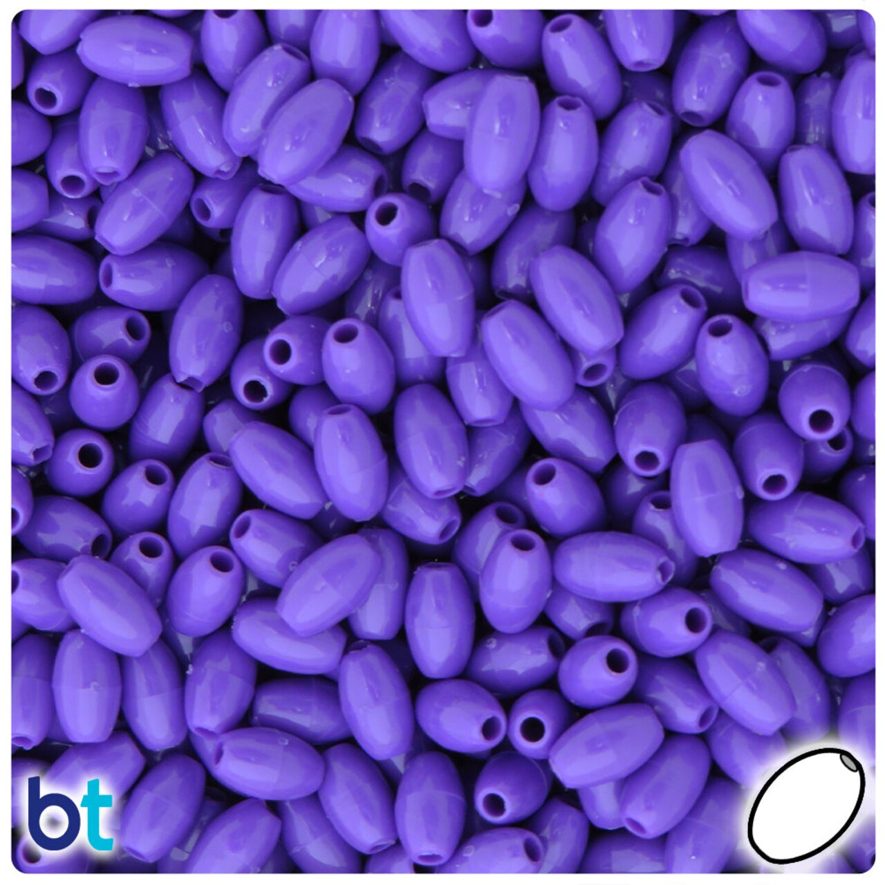 BeadTin Dark Lilac Opaque 9mm Oat Plastic Craft Beads (500pcs)
